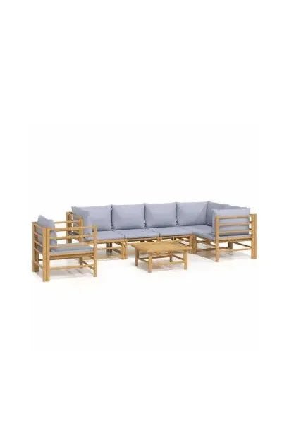 vidaxl_3155109_juego_de_sofás_y_mesa_para_jardín_de_7_piezas_fabricado_en_bambú_con_cojines_de_color_gris_claro_vida_xl_0