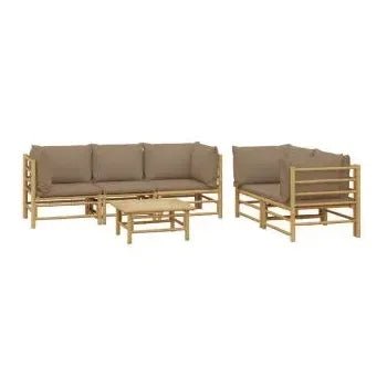 vidaxl_3155122_set_de_sofás_y_mesa_para_jardín_de_5_piezas_fabricado_en_bambú_con_cojines_de_color_gris_topo_vida_xl_2