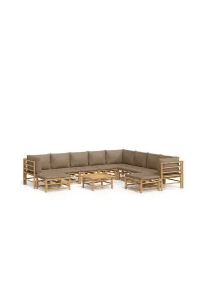 vidaxl_3155129_set_de_sofás_y_mesa_para_jardín_de_11_piezas_fabricado_en_bambú_con_cojines_de_color_gris_topo_vida_xl_0