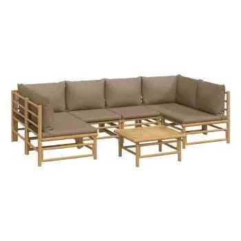 vidaxl_3155134_set_de_sofás_con_mesa_para_jardín_de_7_piezas_fabricado_en_bambú_con_cojines_de_color_gris_topo_vida_xl_2