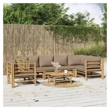 vidaxl_3155141_set_de_sofás_y_silla_con_mesa_para_jardín_de_7_piezas_fabricado_en_bambú_con_cojines_de_color_gris_topo_vida_xl_1