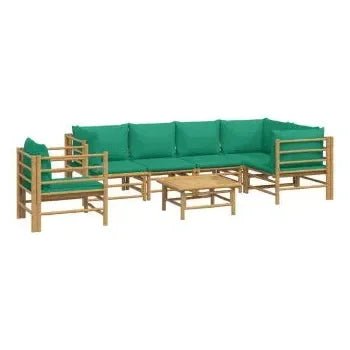 vidaxl_3155157_set_de_sofás_y_silla_para_jardín_de_7_piezas_fabricado_en_bambú_con_cojines_de_color_verde_vida_xl_2