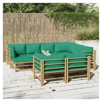 vidaxl_3155160_set_de_sofás_y_reposapiés_para_jardín_de_10_piezas_fabricado_en_bambú_con_cojines_de_color_verde_vida_xl_1