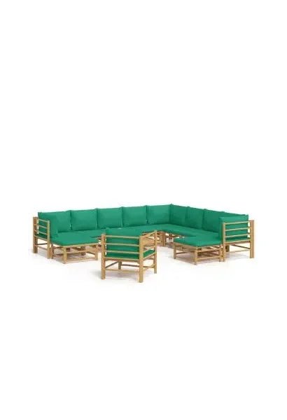 vidaxl_3155162_set_de_sofás_con_silla_y_reposapiés_para_jardín_de_12_piezas_fabricado_en_bambú_con_cojines_de_color_verde_vida_xl_0