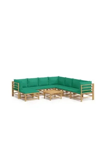 vidaxl_3155164_set_de_sofás_y_reposapiés_para_jardín_de_9_piezas_fabricado_en_bambú_con_cojines_de_color_verde_vida_xl_0