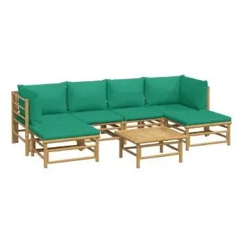 vidaxl_3155165_set_de_sofás_y_reposapiés_para_jardín_de_7_piezas_fabricado_en_bambú_con_cojines_de_color_verde_vida_xl_2