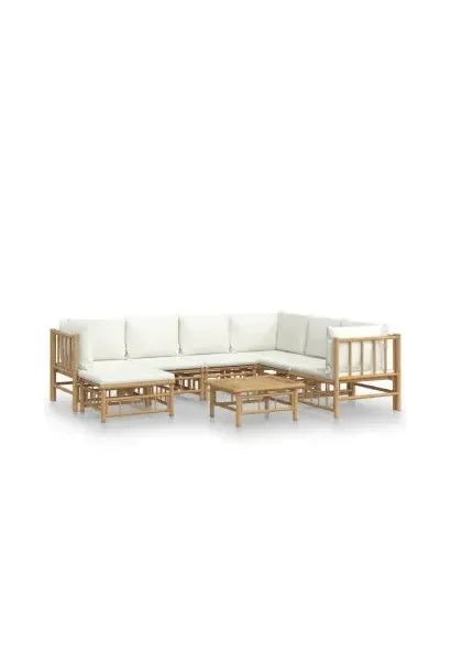 vidaxl_3155191_set_de_sofás_y_reposapiés_para_jardín_de_8_piezas_fabricado_en_bambú_con_cojines_de_color_blanco_vida_xl_0