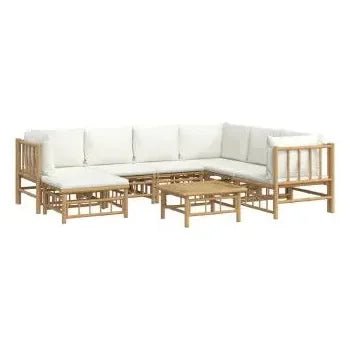 vidaxl_3155191_set_de_sofás_y_reposapiés_para_jardín_de_8_piezas_fabricado_en_bambú_con_cojines_de_color_blanco_vida_xl_2