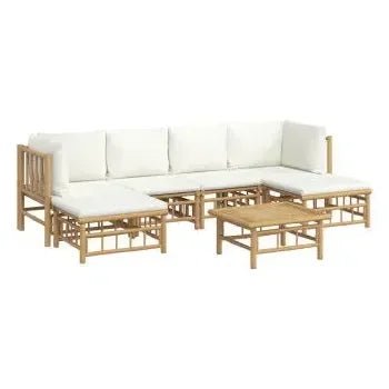 vidaxl_3155197_juego_de_sofá_y_reposapiés_para_jardín_de_7_piezas_fabricado_en_bambú_con_cojines_de_color_blanco_vida_xl_2