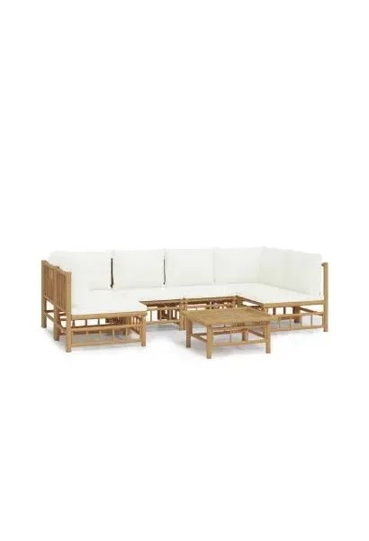 vidaxl_3155198_juego_de_sofá_y_mesa_para_jardín_de_7_piezas_fabricado_en_bambú_con_cojines_de_color_blanco_vida_xl_0