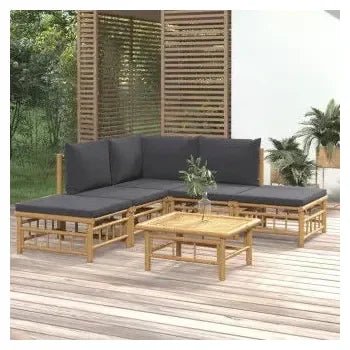 vidaxl_3155207_set_de_sofás_y_reposapiés_con_mesa_para_jardín_de_6_piezas_fabricado_en_bambú_con_cojines_grises_vida_xl_1