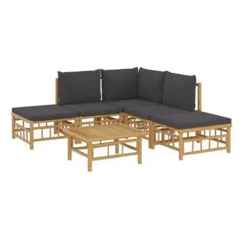 vidaxl_3155207_set_de_sofás_y_reposapiés_con_mesa_para_jardín_de_6_piezas_fabricado_en_bambú_con_cojines_grises_vida_xl_2