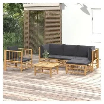 vidaxl_3155211_set_de_sofás_y_silla_con_reposapiés_con_mesa_para_jardín_de_6_piezas_fabricado_en_bambú_con_cojines_grises_vida_xl_1