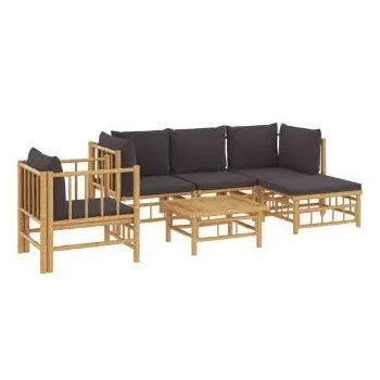 vidaxl_3155211_set_de_sofás_y_silla_con_reposapiés_con_mesa_para_jardín_de_6_piezas_fabricado_en_bambú_con_cojines_grises_vida_xl_2