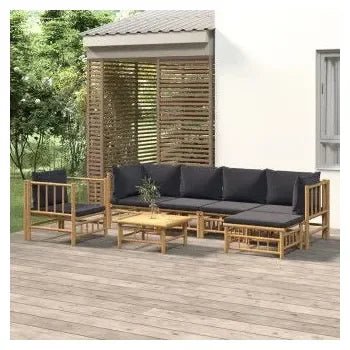 vidaxl_3155213_set_de_sofás_y_silla_con_reposapiés_para_jardín_de_7_piezas_fabricado_en_bambú_con_cojines_grises_vida_xl_1