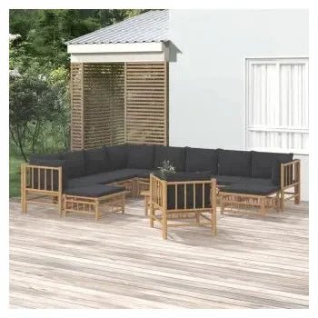 vidaxl_3155226_set_de_sofás_y_silla_con_reposapiés_para_jardín_de_12_piezas_fabricado_en_bambú_con_cojines_grises_vida_xl_1
