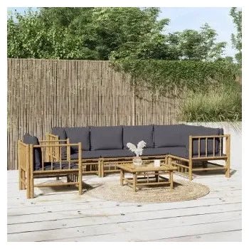 vidaxl_3155237_set_de_sofás_y_silla_con_mesa_para_jardín_de_7_piezas_fabricado_en_bambú_con_cojines_grises_vida_xl_1