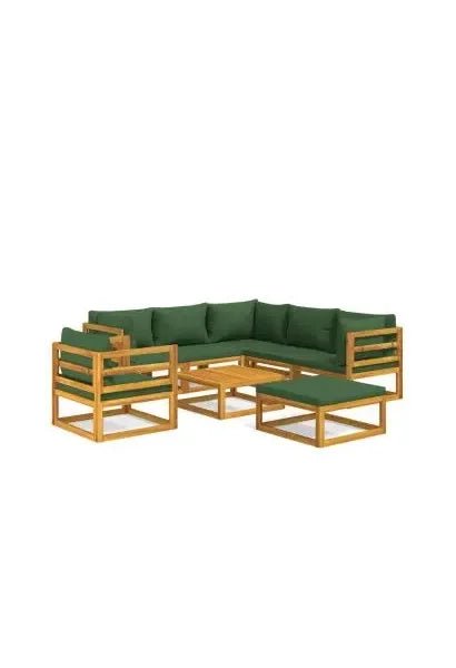 vidaxl_3155321_set_de_sofás_y_silla_con_reposapiés_de_jardín_de_8_piezas_fabricado_en_madera_de_acacia_con_cojines_verdes_vida_xl_0