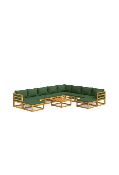 vidaxl_3155324_set_de_sofás_con_reposapiés_para_jardín_de_11_piezas_fabricado_en_madera_de_acacia_con_cojines_verdes_vida_xl_0
