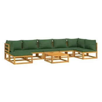 vidaxl_3155337_set_de_sofás_y_reposapiés_para_jardín_de_8_piezas_fabricado_en_madera_de_acacia_con_cojines_verdes_vida_xl_2