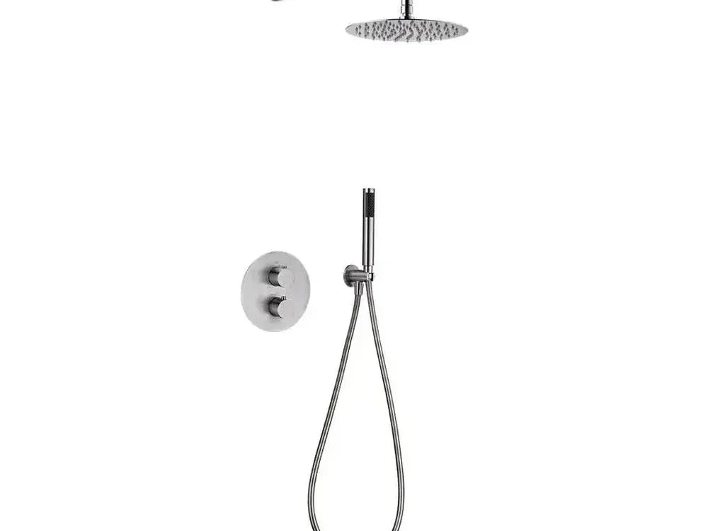 Conjunto de ducha termostática empotrada de acero inoxidable serie Moscú de IMEX