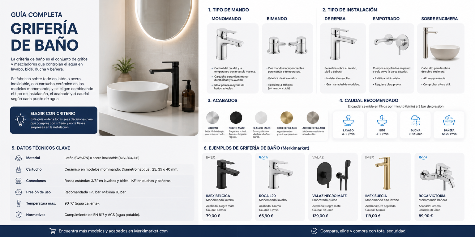 Grifería de baño: tipos, acabados y cómo elegir sin equivocarte