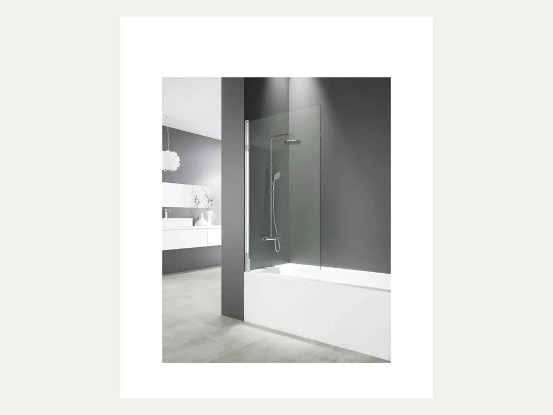 Mampara de bañera GME frontal abatible de vidrio templado con perfil de aluminio