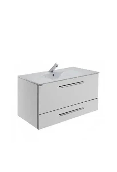 Mueble de baño suspendido Denia de Unisan de 100 cm con lavabo integrado en acabado blanco