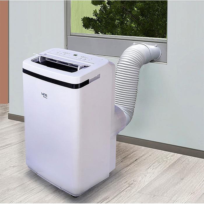 Aire acondicionado portátil compacto con ruedas, ideal para climatizar espacios sin instalación fija