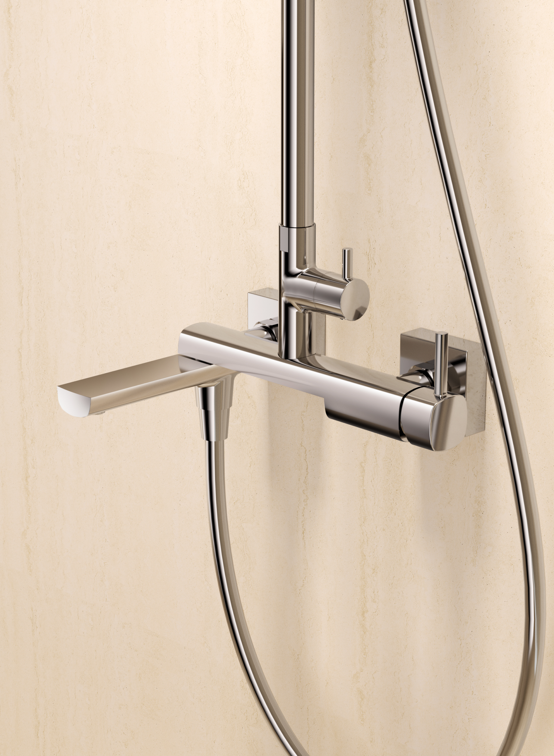 Conjunto Bañera Monomando Toscana Imex Oro rosa cepillado en ambiente