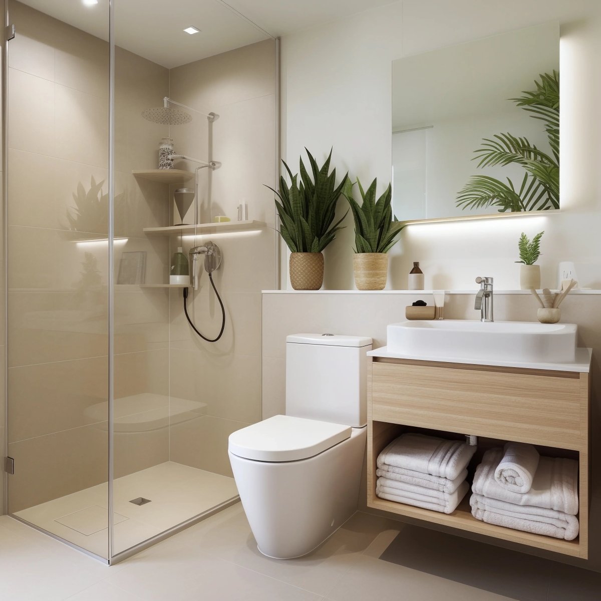 Sanitarios modernos con inodoro y bidé en baño contemporáneo – MerkiMarket