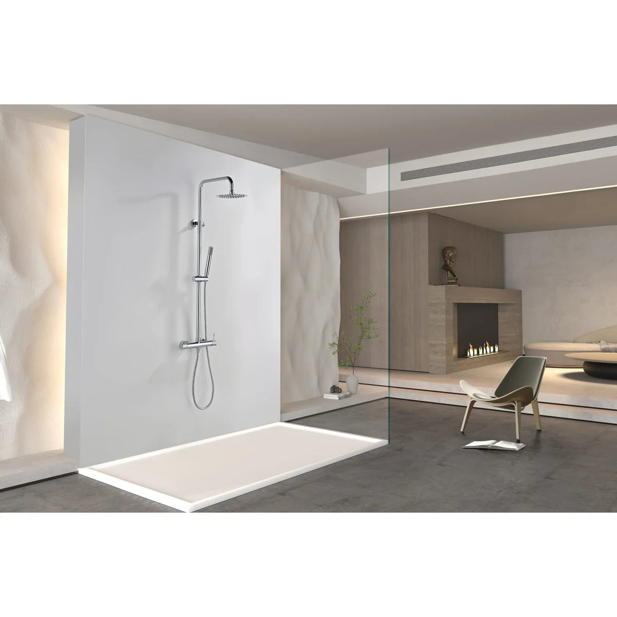 Conjunto Ducha Monomando Bless Imex Oro rosa cepillado en ambiente