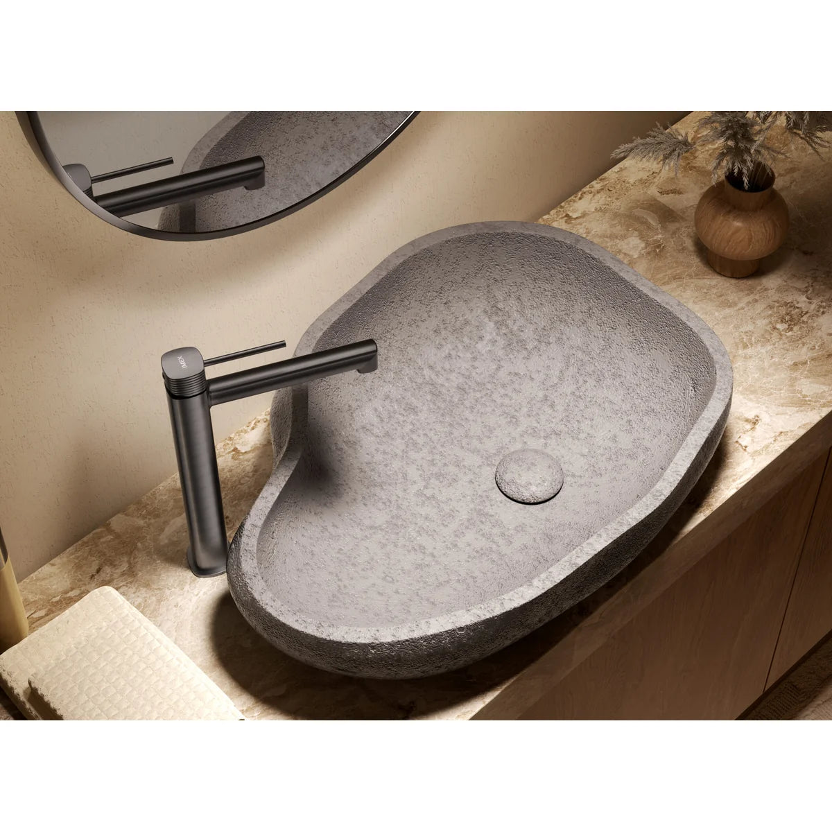 Monomando Lavabo Alto Firenze Níquel Cepillado Imex Níquel en ambiente