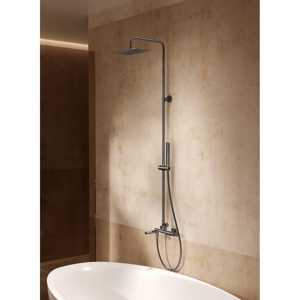 Conjunto Bañera Monomando Firenze Imex Oro rosa cepillado en ambiente