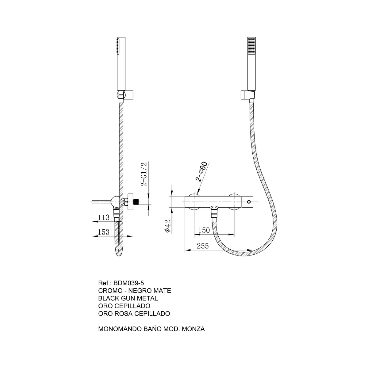 Kit Ducha Monza Níquel Cepillado Imex | Compra Online - croquis_p0 - Imex