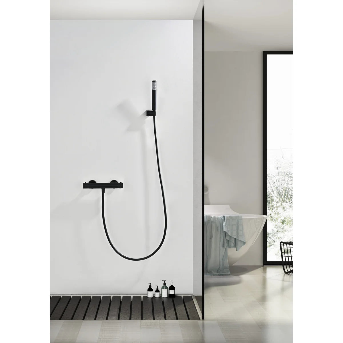 Kit Ducha Termostático Bless Negro Mate Imex Negro en ambiente