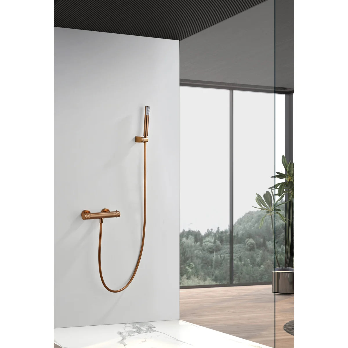 Kit Ducha Termostático Bless Oro Rosa Cepillado Imex Oro rosa cepillado en ambiente