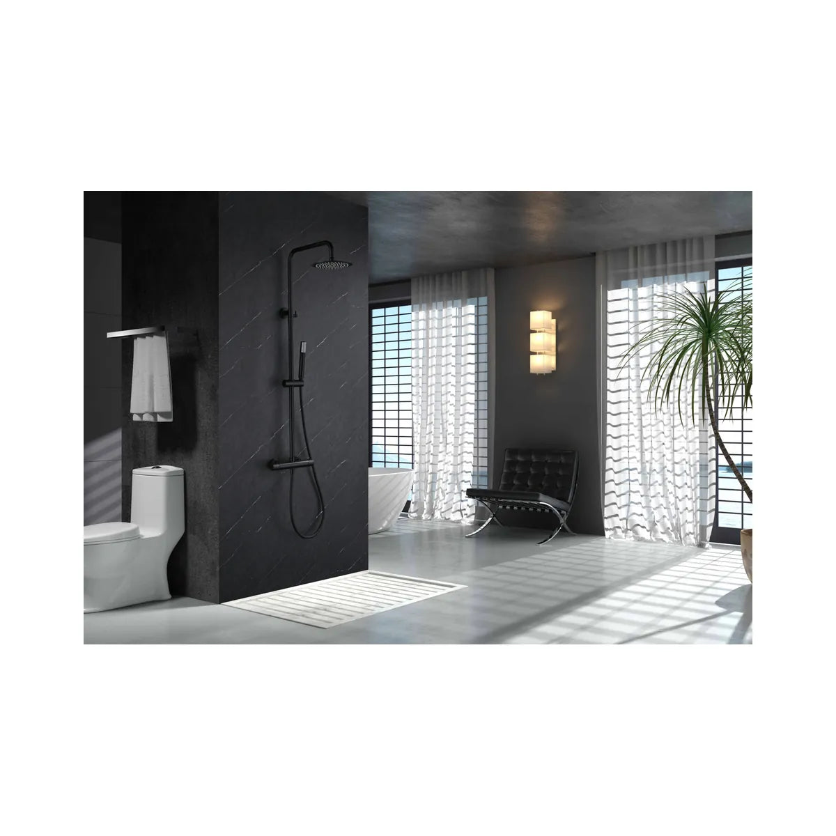 Conjunto Ducha Termostático Imex Bless Negro Mate | Merkimarket - ambiente_1 - Imex