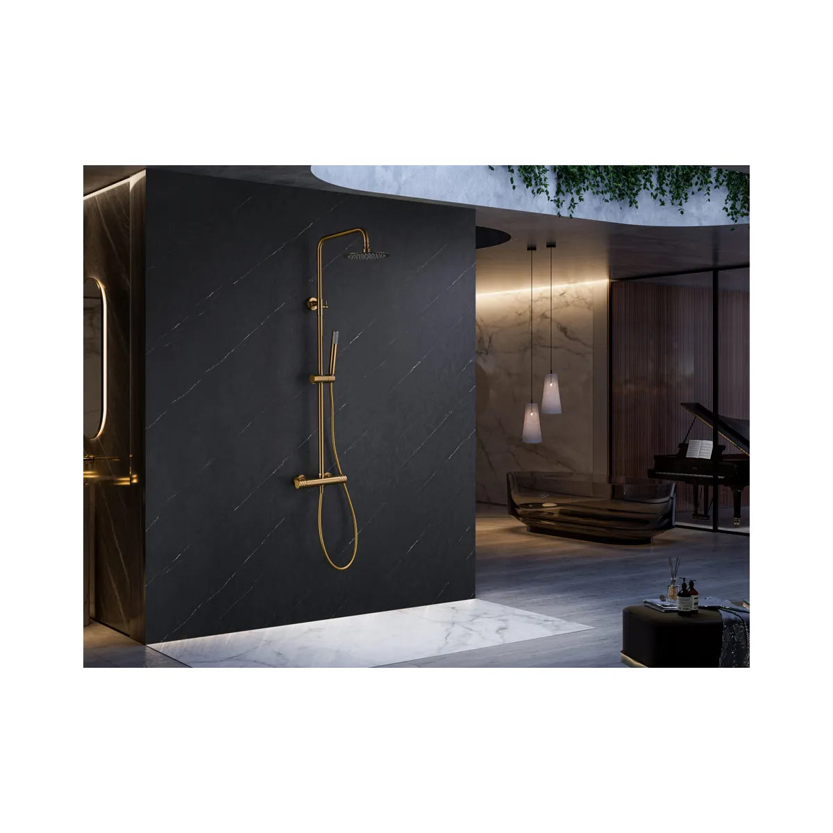 Conjunto Ducha Termostático Imex Bless Oro Cepillado - ambiente_1 - Imex