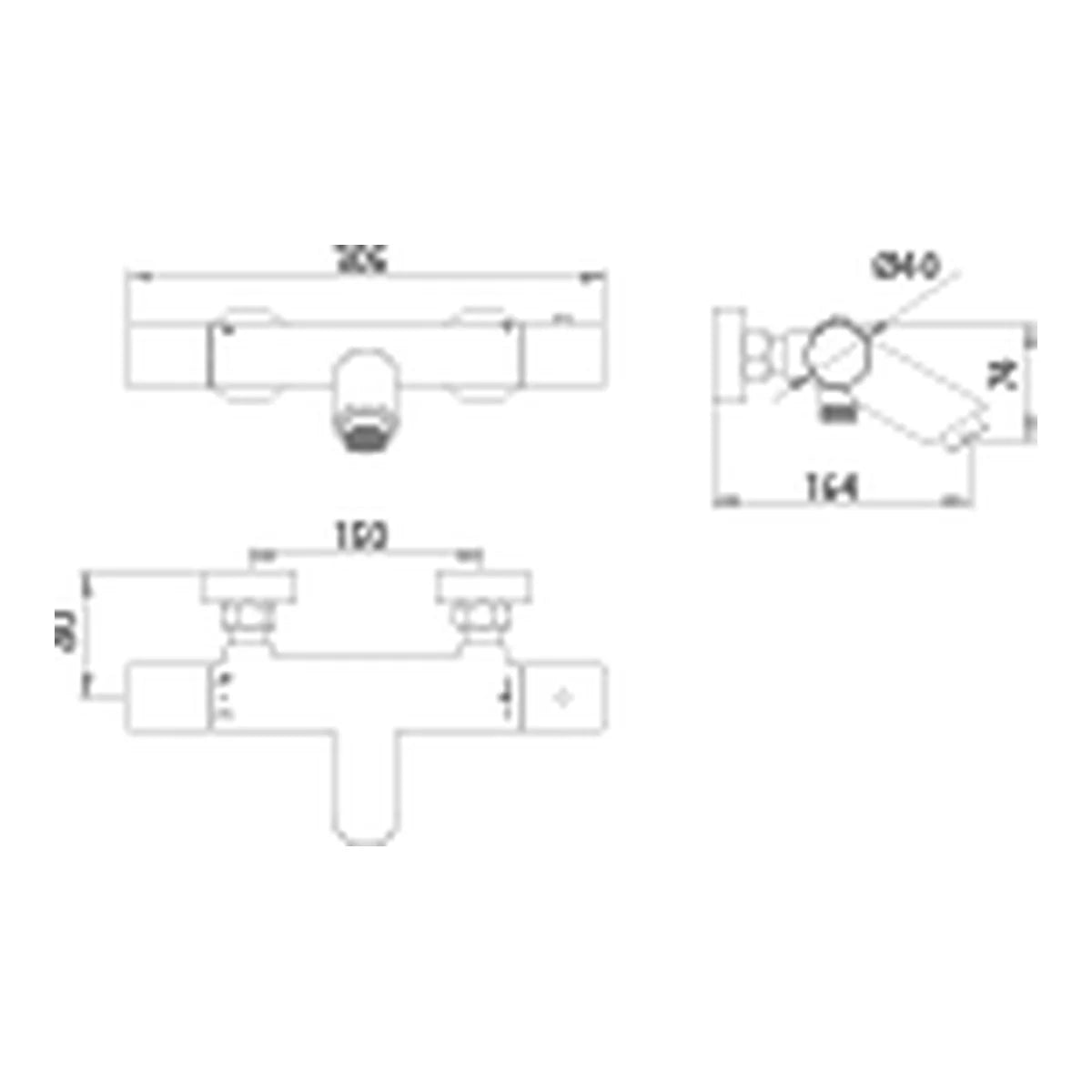 Monza Brushed Nickel Thermostatic Bath/Shower Kit