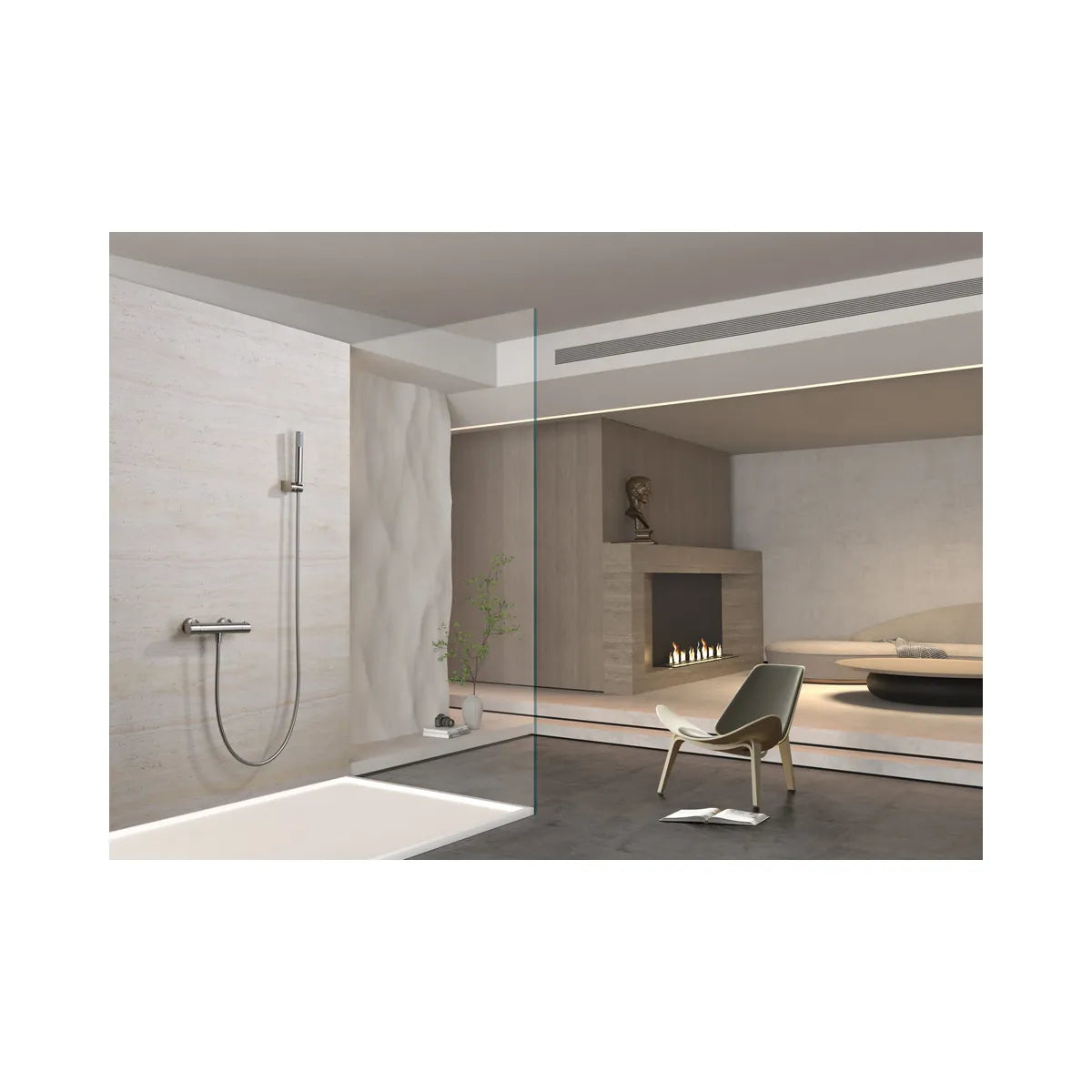 Kit ducha termostático Monza Imex níquel cepillado - ambiente_1 - Imex