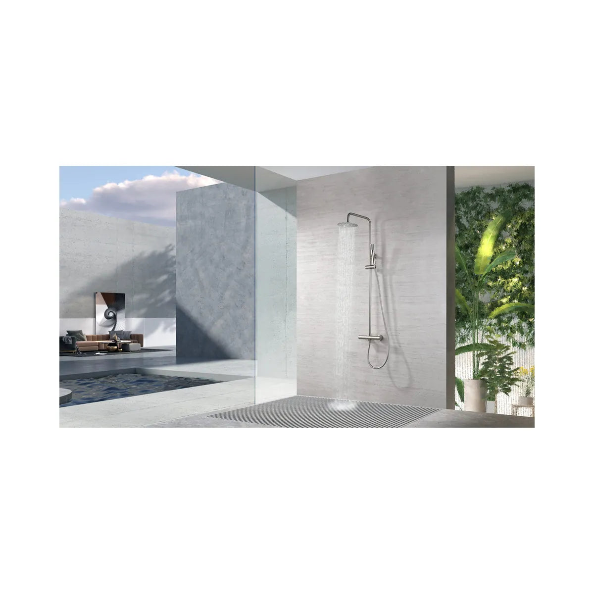Conjunto Ducha Termostático Imex Monza Níquel Cepillado - ambiente_1 - Imex