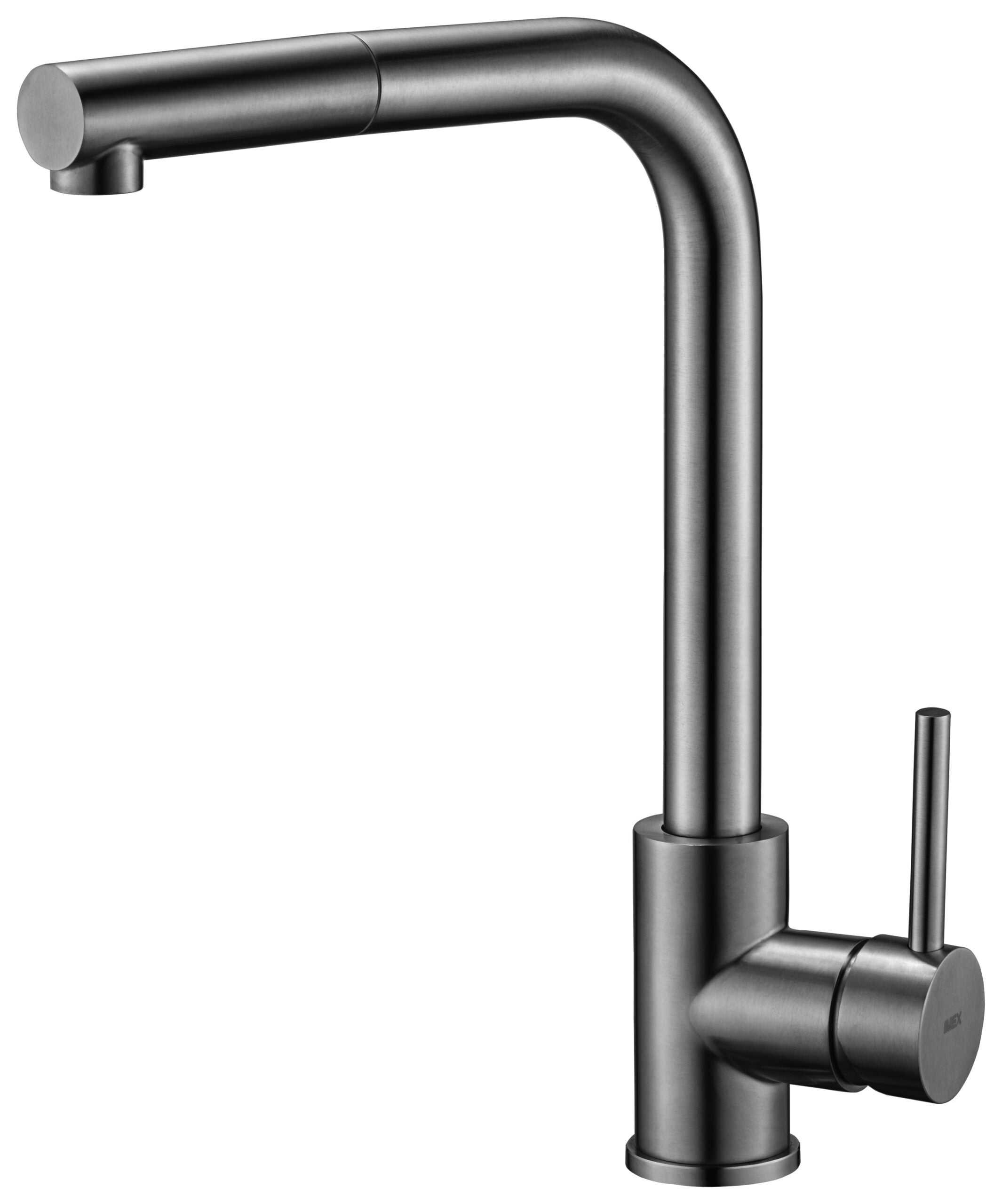 Grifo de cocina monomando extraíble con acabado en color black gun metal Malta Imex