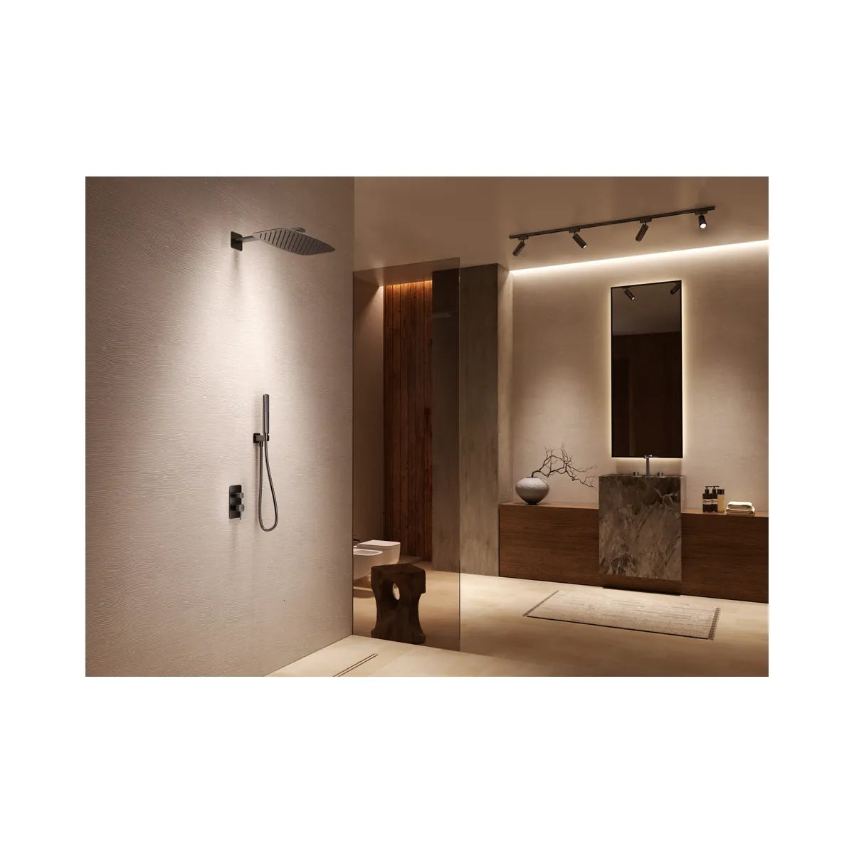 Conjunto Ducha Monomando Empotrado Firenze Imex Níquel Cepillado - ambiente_1 - Imex