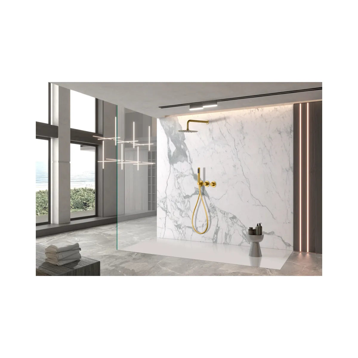 Conjunto Ducha Termostático Imex Assen Oro Cepillado - ambiente_1 - Imex