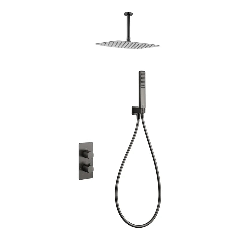 Conjunto Ducha Termostático Empotrado Arezzo Imex Black gun metal