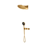 Conjunto ducha termostático empotrado Bolonia oro cepillado Imex