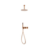 Conjunto ducha termostático empotrado Nepal oro rosa cepillado Imex