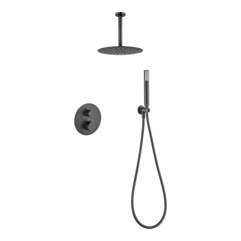 Conjunto Ducha Termostático Empotrado Palau Imex Black gun metal
