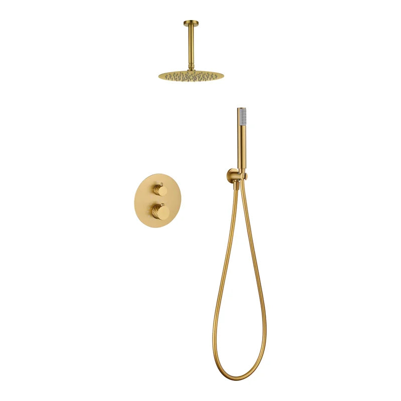 Conjunto Ducha Termostático Empotrado Palau Imex Oro cepillado